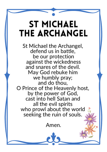 St Michael the Archangel Prayer Poster - 29 September