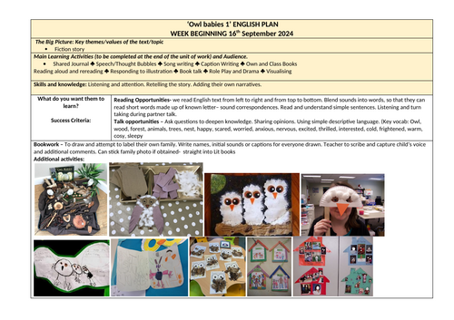 Owl Babies lesson plans