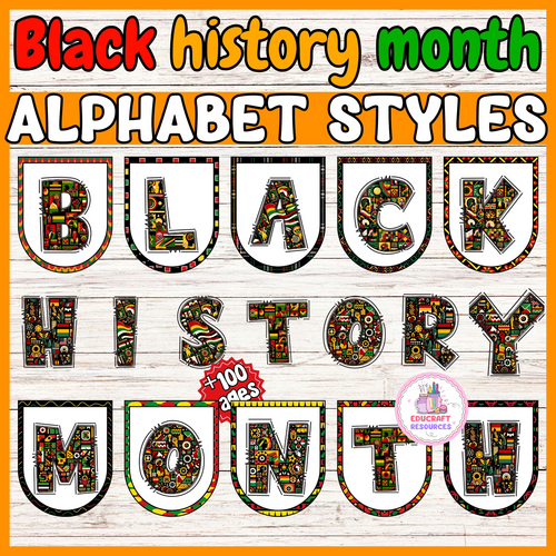 Black History Month Bulletin Board Set Lettering styles | Classroom Décoration