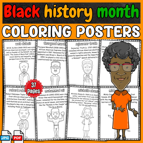 Black History Month coloring posters | BHM famous Black leaders coloring pages