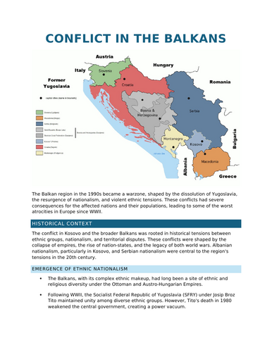 Revision - Conflict in the Balkans