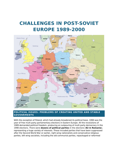 Revision - Challenges in post-Soviet Europe 1989-2000