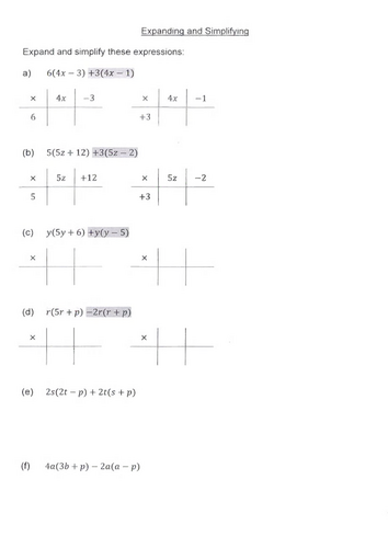 Maths: Expanding and Simplifying Expressions