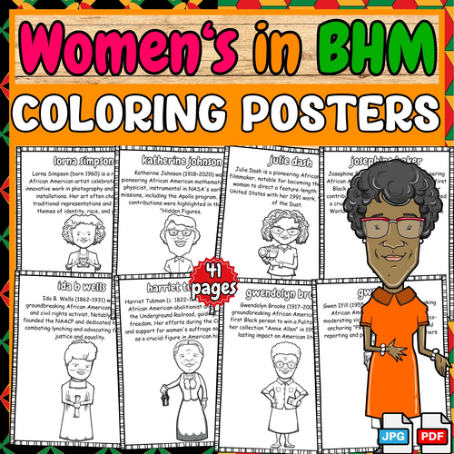 Women's-black History Month coloring posters | Women's history month bio posters