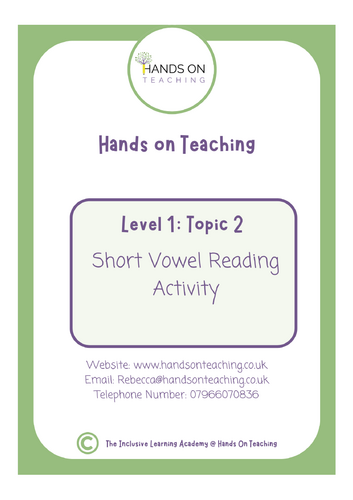 Hands on Teaching Reading Activity of Short Vowels