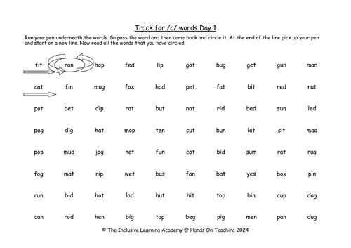 Visual Discrimination Of Vowels Tracking And Reading