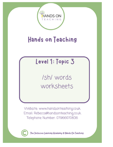 Hands on Teaching Multisensory /SH/ Worksheets