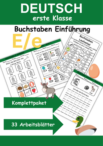 Letter Introduction 1st Grade - Letter E/e - Basic Writing