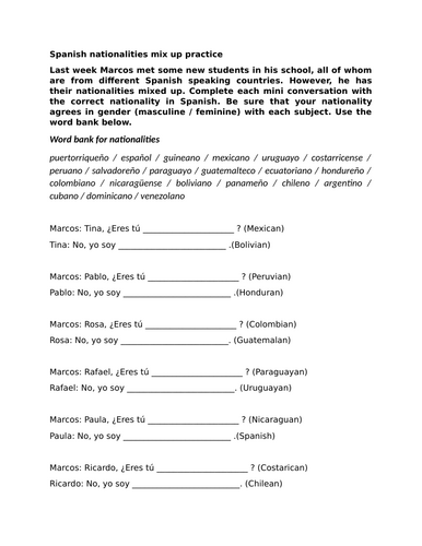 Spanish nationalities mix up practice