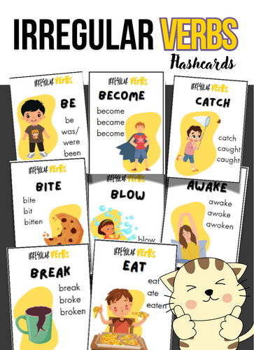 Irregular Verbs Flashcards | Printable ESL Grammar Cards | English Vocabulary