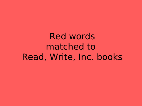 Read Write Inc Red word cards- Powerpoint