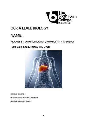 OCR A Level biology A H420 The Liver