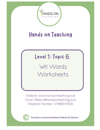 Hands on Teaching Multisensory /wh/ Worksheets