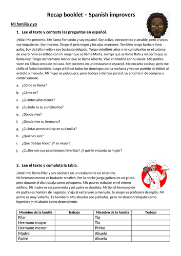 Revision booklet for Spanish improvers