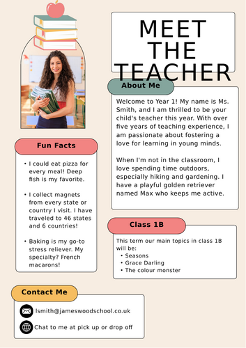 Meet the teacher/new teacher introduction **fully editable**