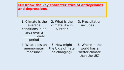 Key Stage 3, pressure, anticyclone, depression