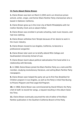 Black History Month: Elaine Brown