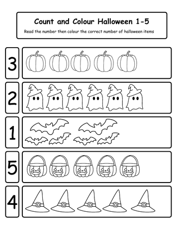 EYFS: Count and colour halloween (1-5 and 1-10)