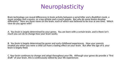 What is neuroplasticity (used for IB Psychology and A-Level)