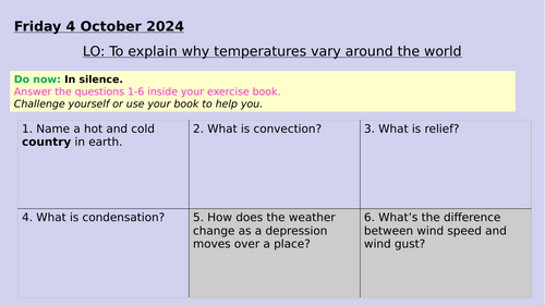 Key Stage 3, Climate, Temperature Variation, UK, Global