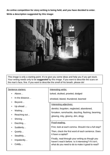 KS4, KS3, Creative writing prompt sheet cover HW revision