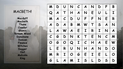 Macbeth Wordsearch