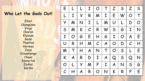 Who Let the Gods Out  Fun Wordsearch