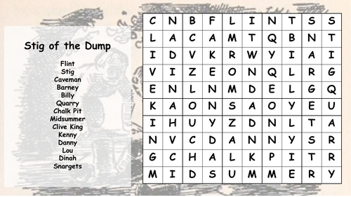 Stig of the Dump Fun Wordsearch