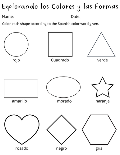 colors and shapes in spanish worksheet