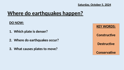 KS3 EARTHQUAKES SCHEME OF WORK