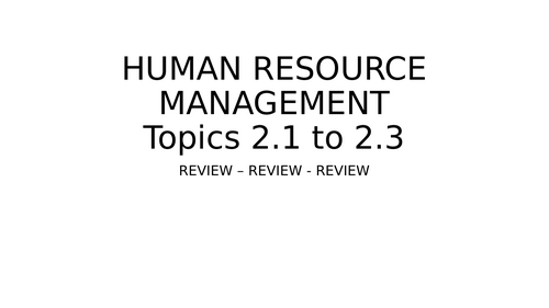 Human Resource Management AS Level Cambridge International Business 9609