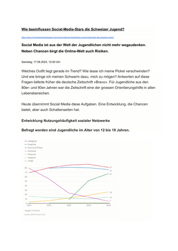 ALevel German: Influencer in der Schweiz