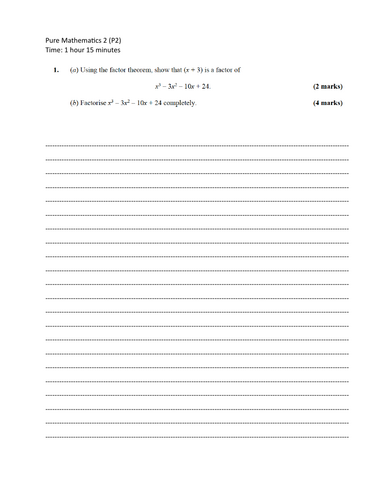 P2 Exam Practice Worksheet with Answers