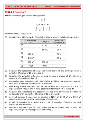Capacitors: Capacitance Calculations