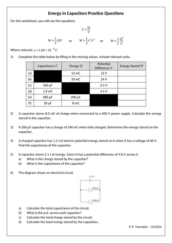 Energy and Capacitors