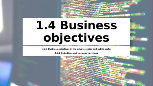 AS Business - 1.4 Business Objectives (Year 1)