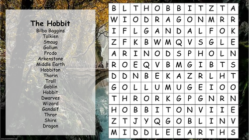 The Hobbit  - Tolkien Wordsearch