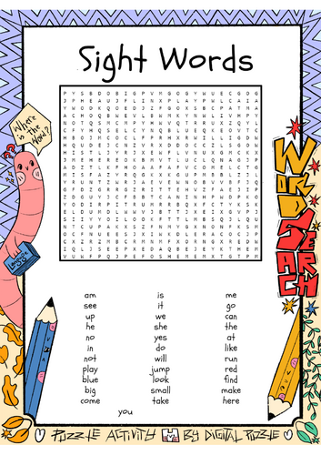 Sight Words Word Search Puzzle Worksheet Activity