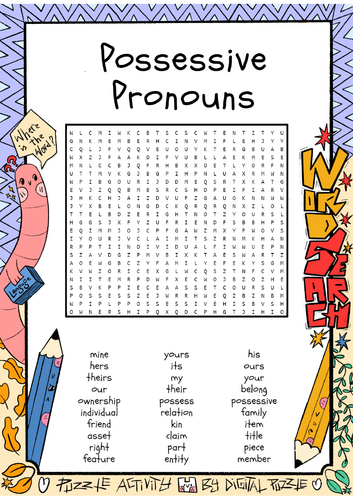 Possessive Pronouns Word Search Puzzle Worksheet Activity