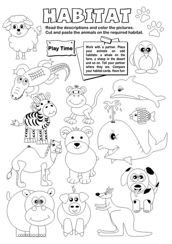 Animal Habitat Worksheet for Primary Classes | Printable - 5 Pages