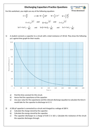 Discharging Capacitors Calculations