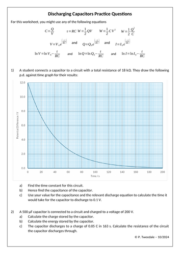 Discharging Capacitors Calculations