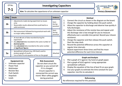 Lesson: Capacitor Discharge Core Practical