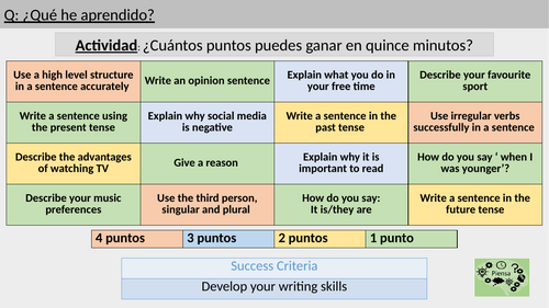 Free Time Writing and Translation Lesson