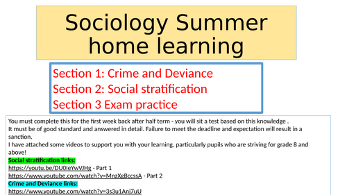 Paper 2 Sociology  Half term homework booklet