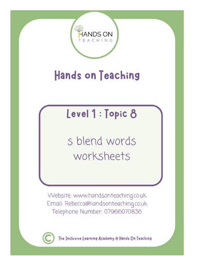 Multisensory S Blends Worksheets