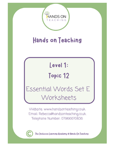 Essential Words 1 Set E Worksheets