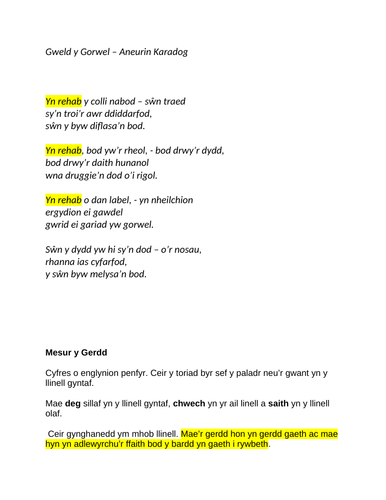 Cymraeg Iaith Gyntaf "Gweld y Gorwel" nodiadau adolygu TGAU