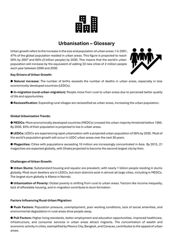 Urbanisation Glossary