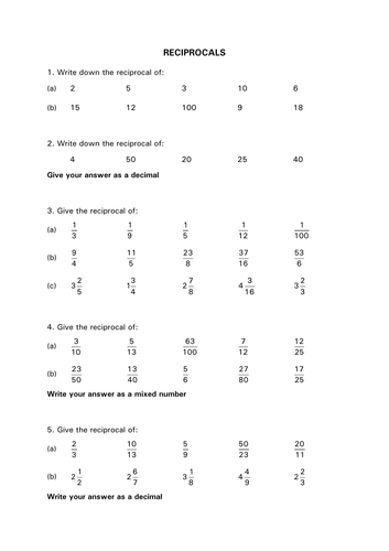 Reciprocals